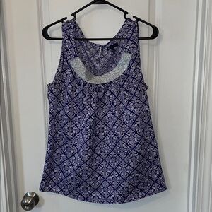 GAP Blue and Silver Patterned Tank Top